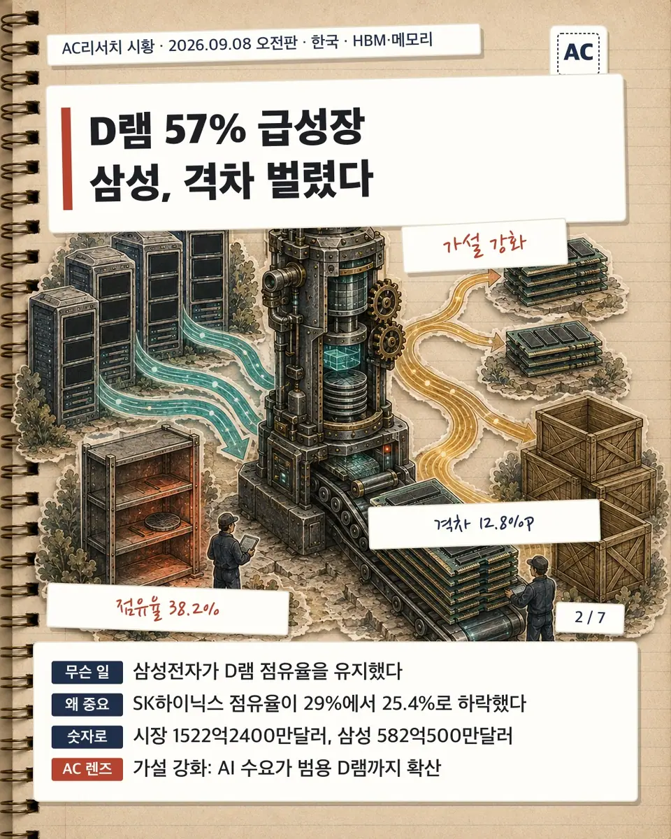 D램 57% 급성장 삼성, 격차 벌렸다