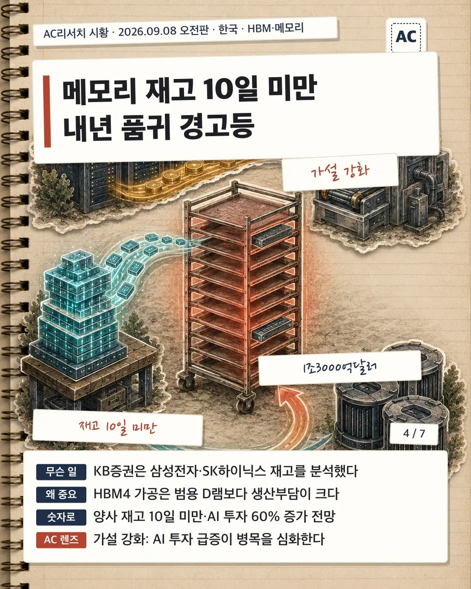 메모리 재고 10일 미만 내년 품귀 경고등