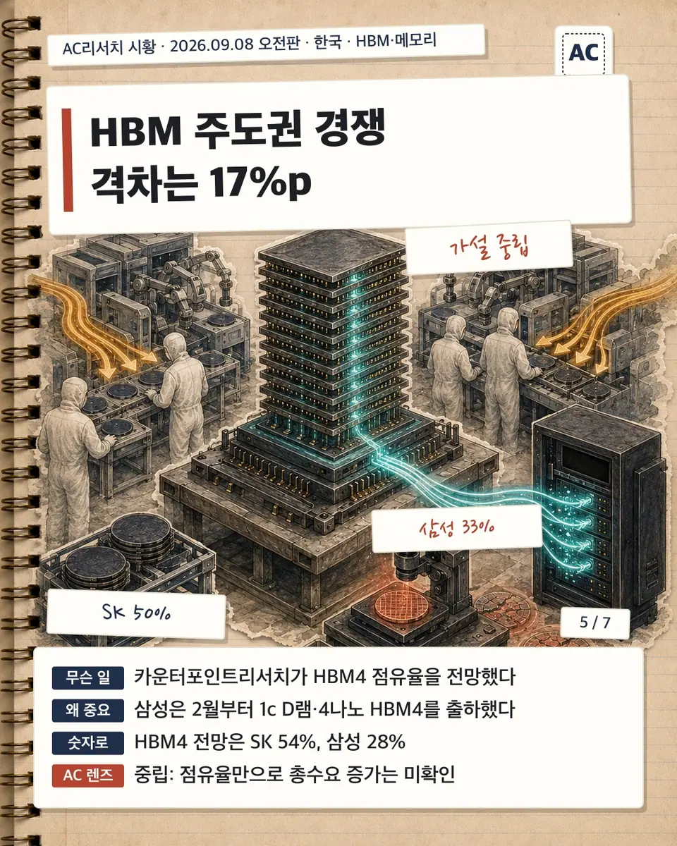 HBM 주도권 경쟁 격차는 17%p