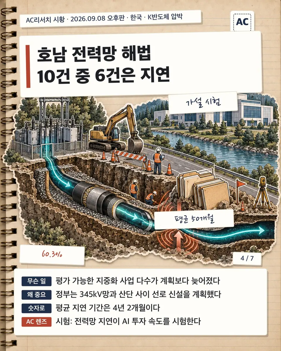 호남 전력망 해법 10건 중 6건은 지연