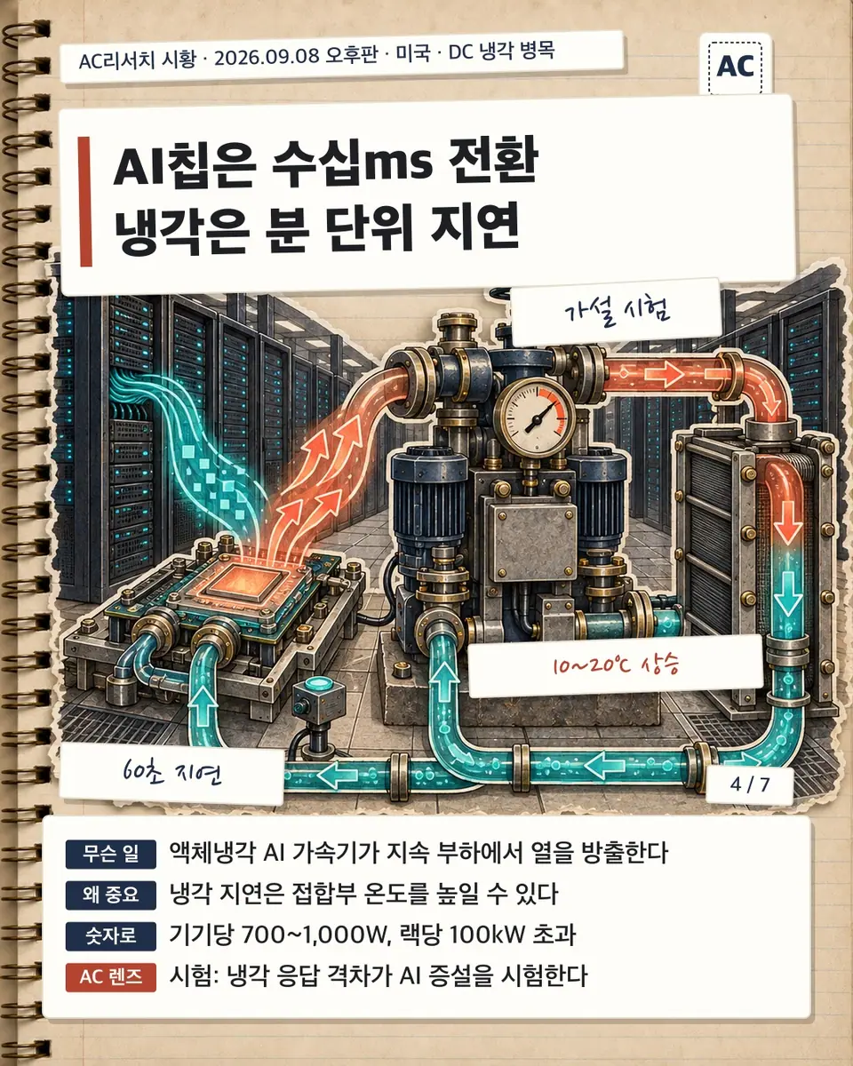 AI칩은 수십ms 전환 냉각은 분 단위 지연