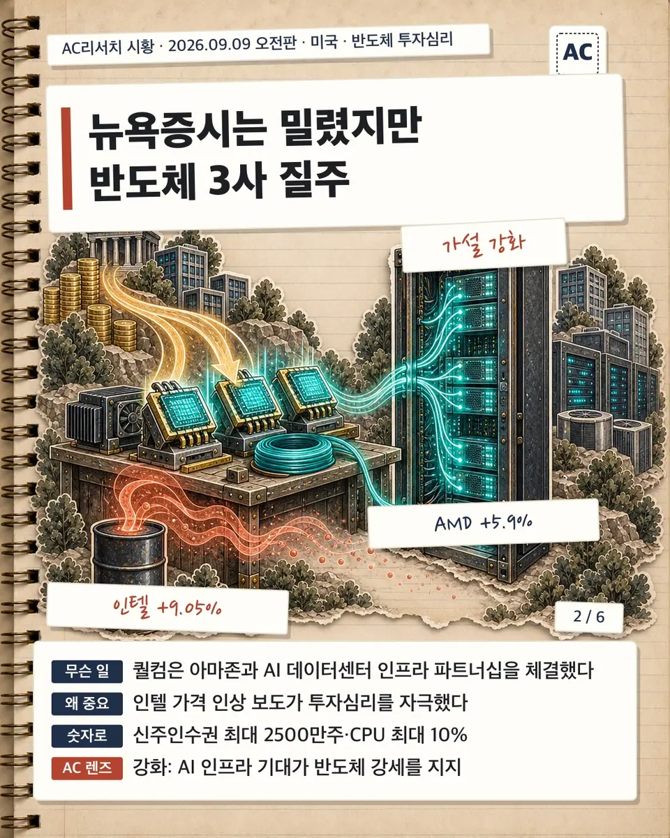 뉴욕증시는 밀렸지만 반도체 3사 질주