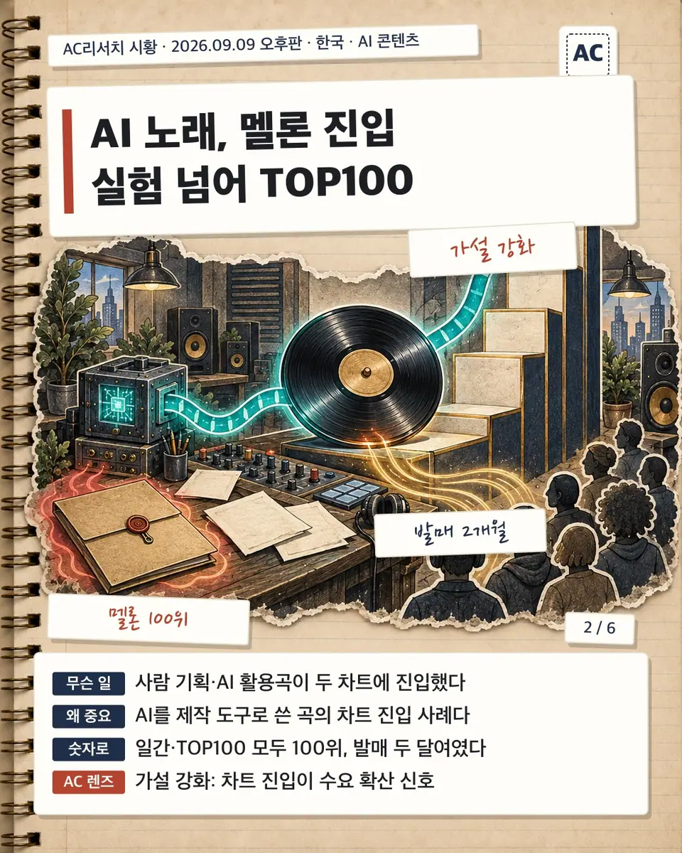 AI 노래, 멜론 진입 실험 넘어 TOP100