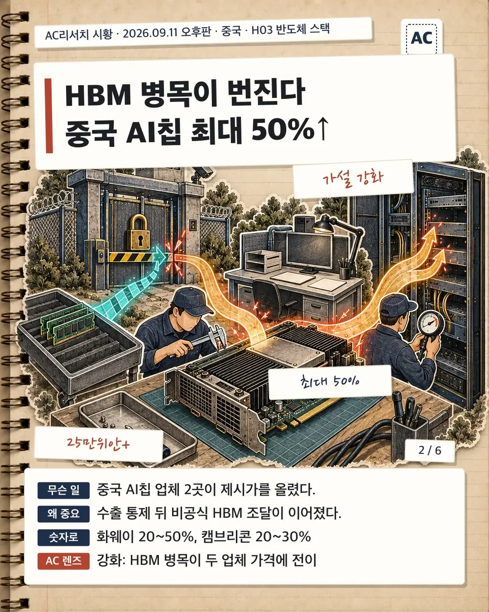 HBM 병목이 번진다 중국 AI칩 최대 50%↑