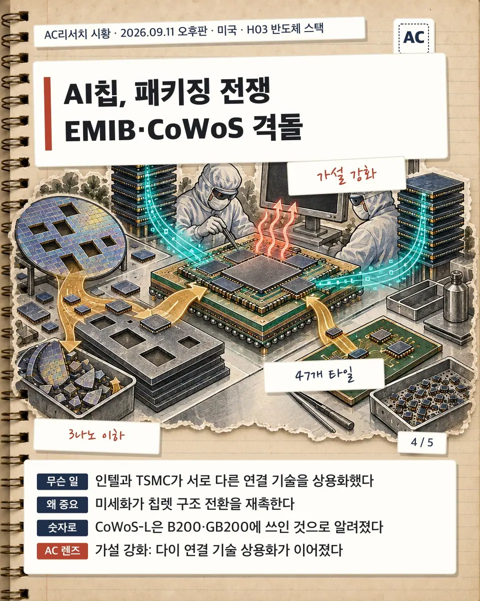 AI칩, 패키징 전쟁 EMIB·CoWoS 격돌