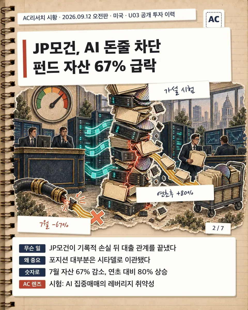 JP모건, AI 돈줄 차단 펀드 자산 67% 급락