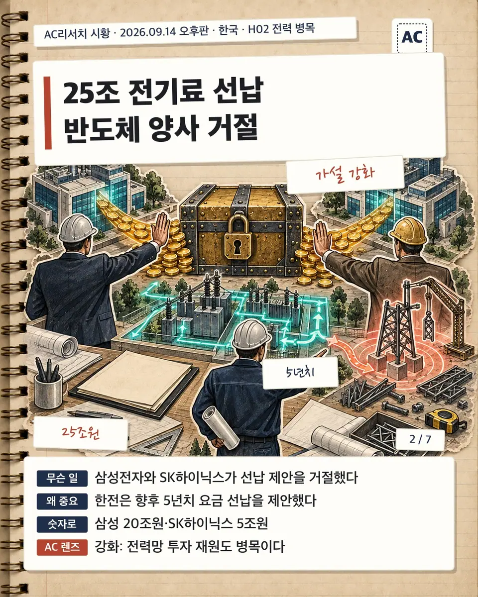 25조 전기료 선납 반도체 양사 거절