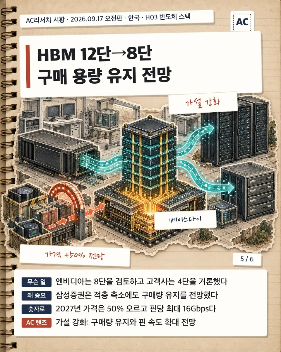 HBM 12단→8단 구매 용량 유지 전망
