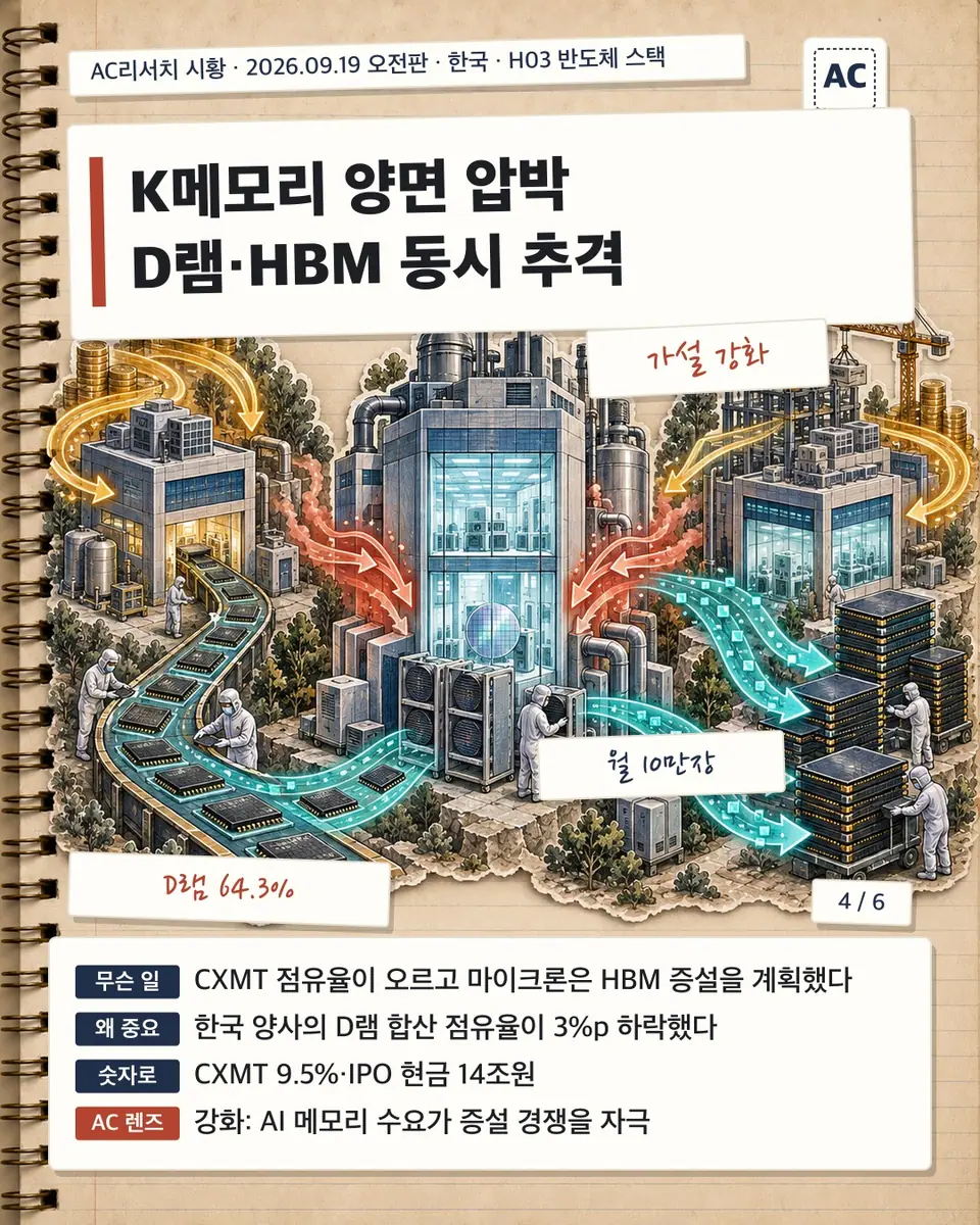 K메모리 양면 압박 D램·HBM 동시 추격