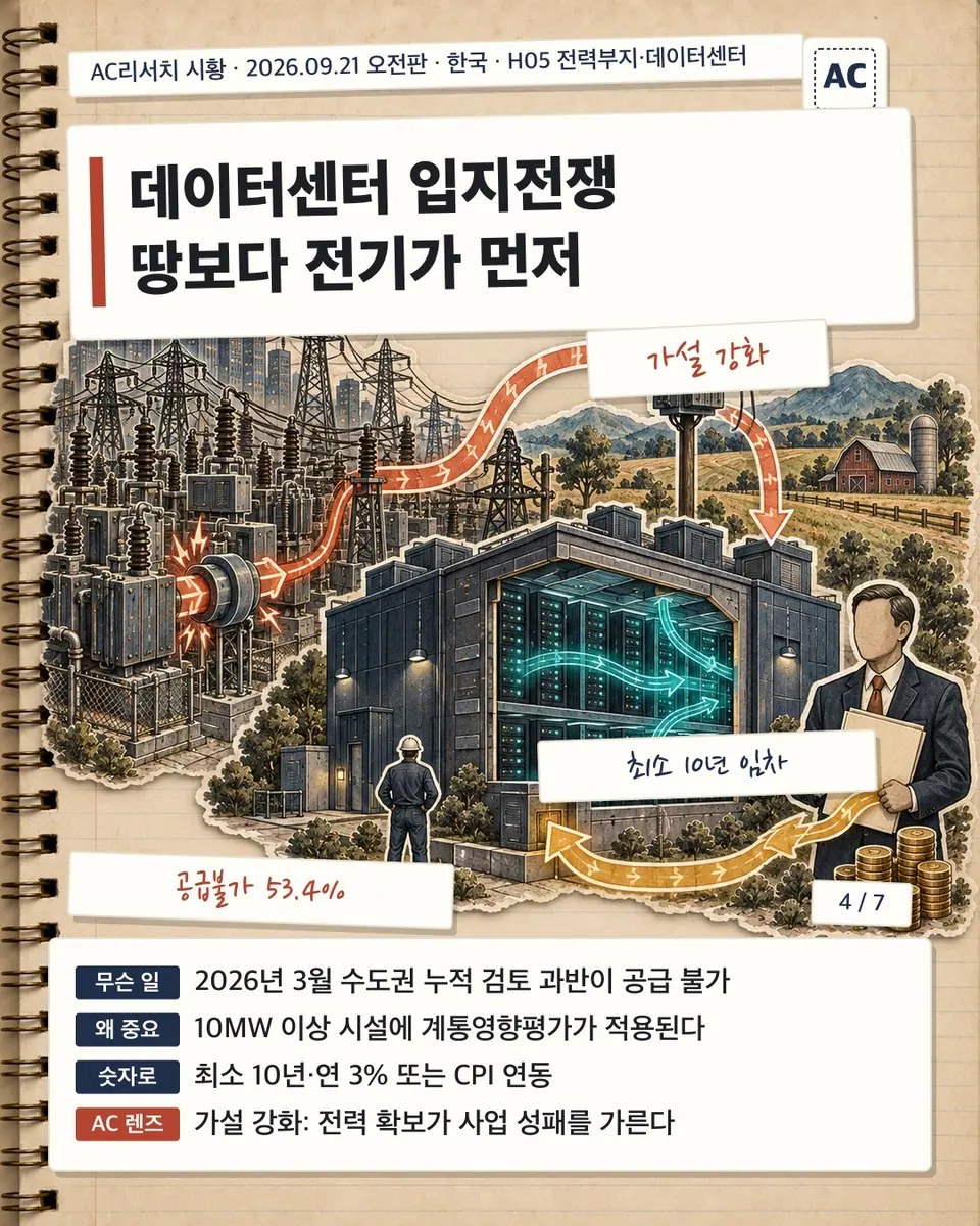 데이터센터 입지전쟁 땅보다 전기가 먼저
