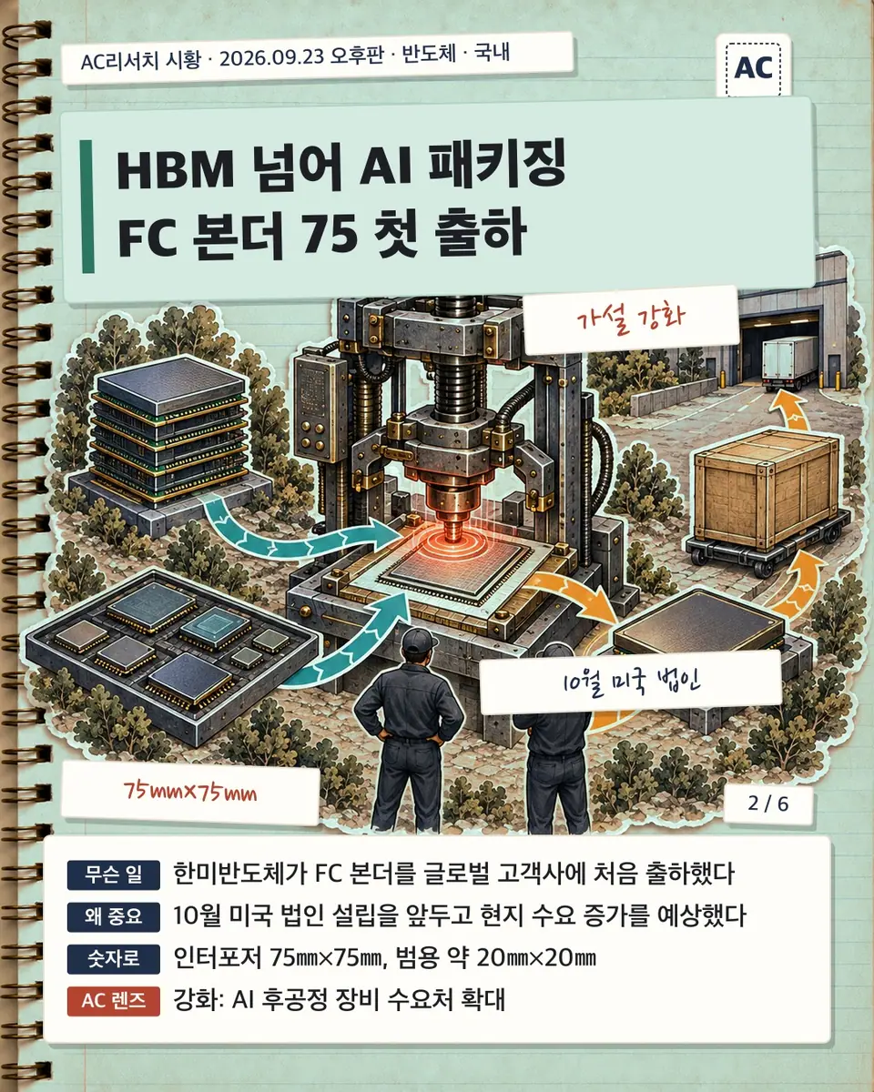 HBM 넘어 AI 패키징 FC 본더 75 첫 출하