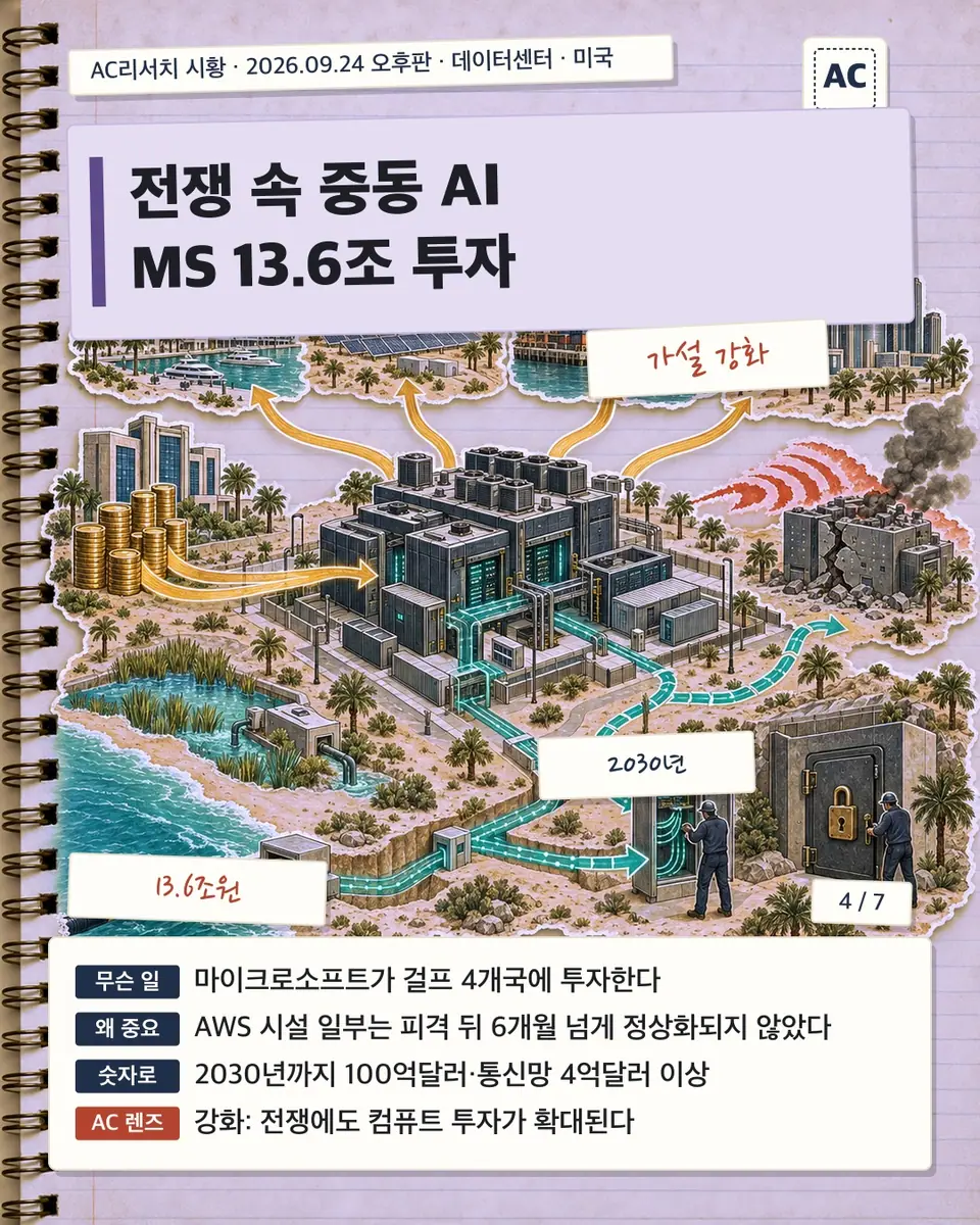 전쟁 속 중동 AI MS 13.6조 투자