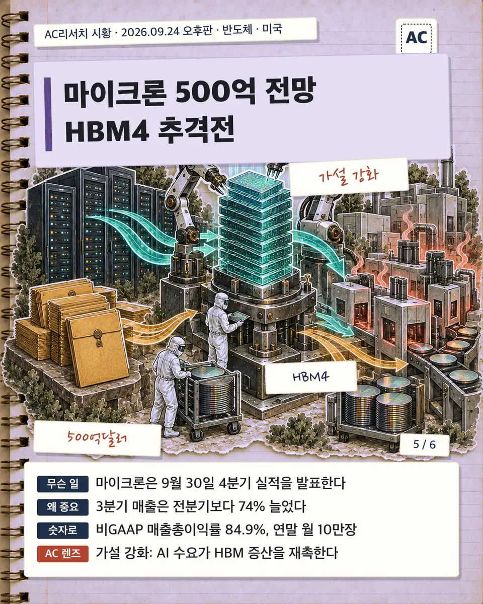 마이크론 500억 전망 HBM4 추격전