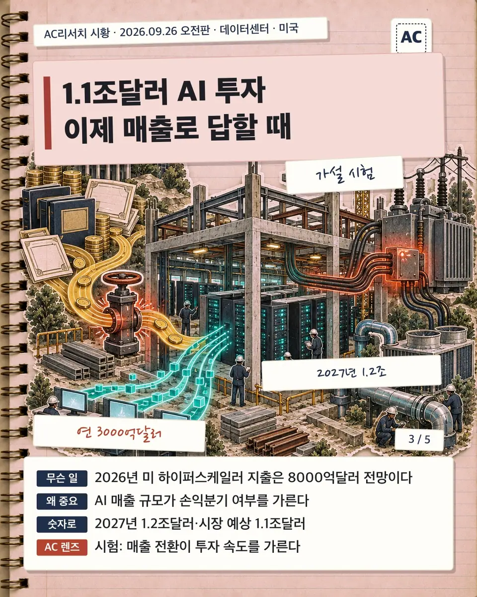 1.1조달러 AI 투자 이제 매출로 답할 때
