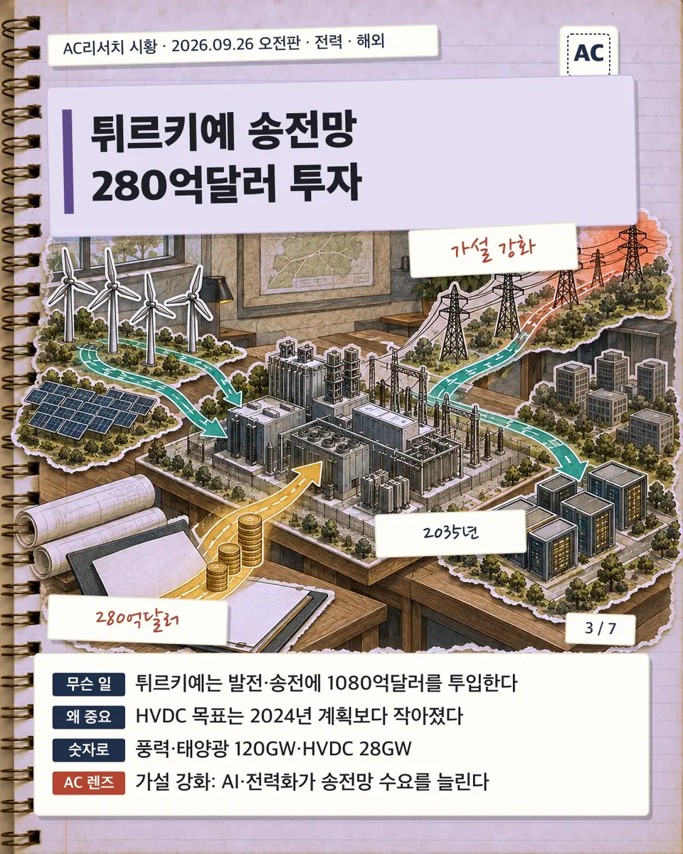 튀르키예 송전망 280억달러 투자