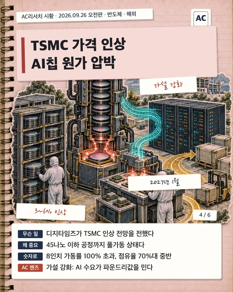 TSMC 가격 인상 AI칩 원가 압박