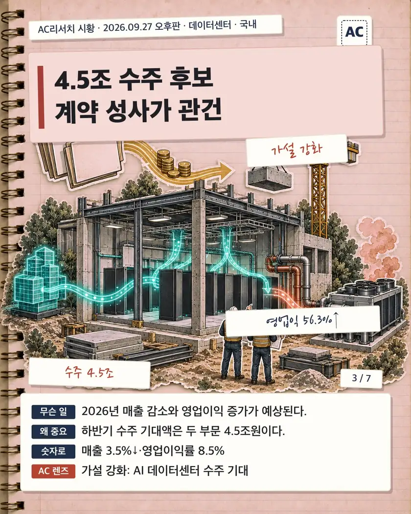 4.5조 수주 후보 계약 성사가 관건