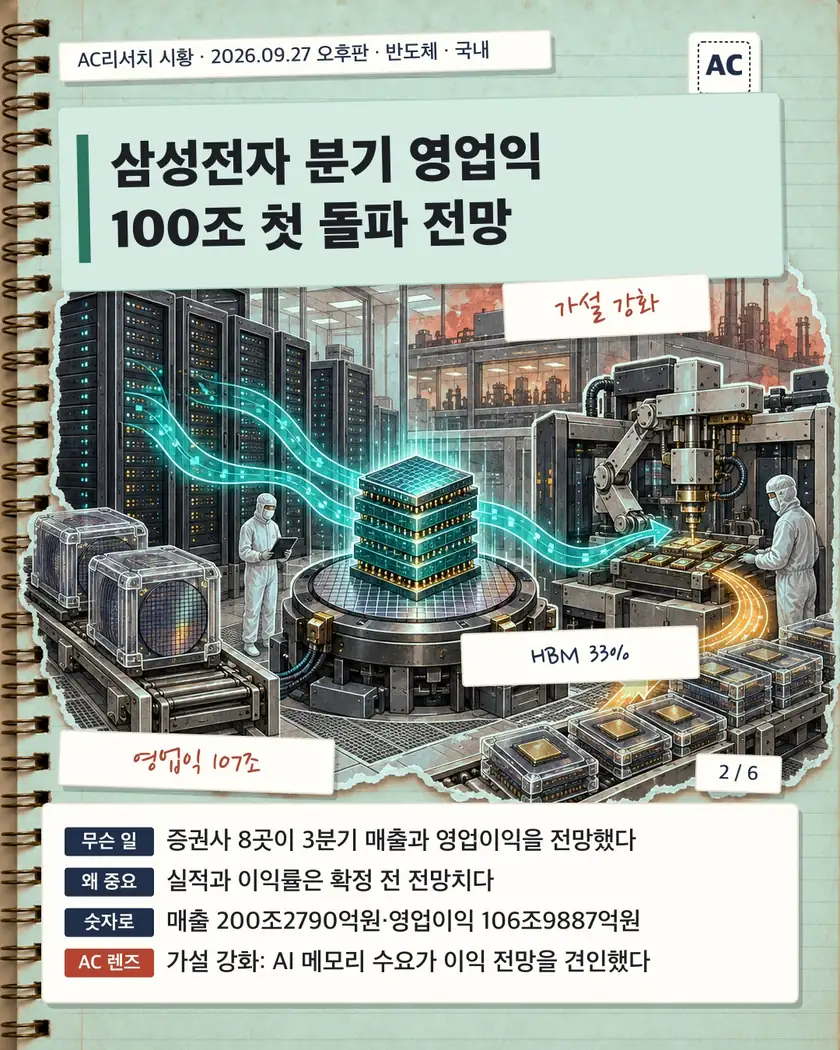 삼성전자 분기 영업익 100조 첫 돌파 전망