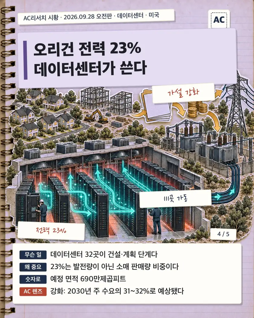 오리건 전력 23% 데이터센터가 쓴다