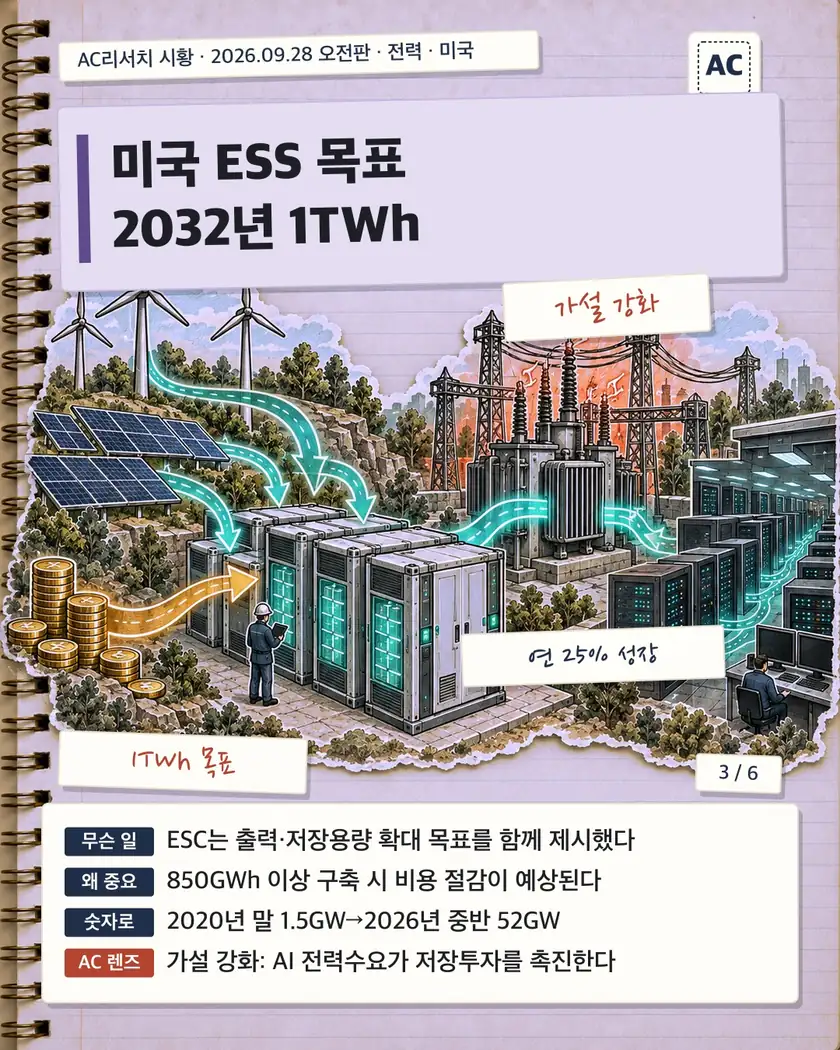 미국 ESS 목표 2032년 1TWh