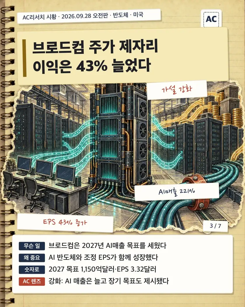 브로드컴 주가 제자리 이익은 43% 늘었다