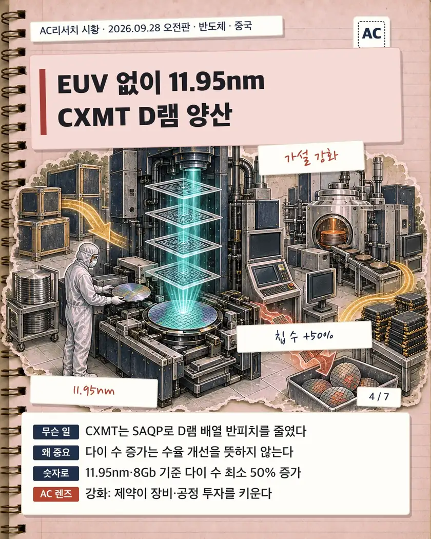 EUV 없이 11.95nm CXMT D램 양산