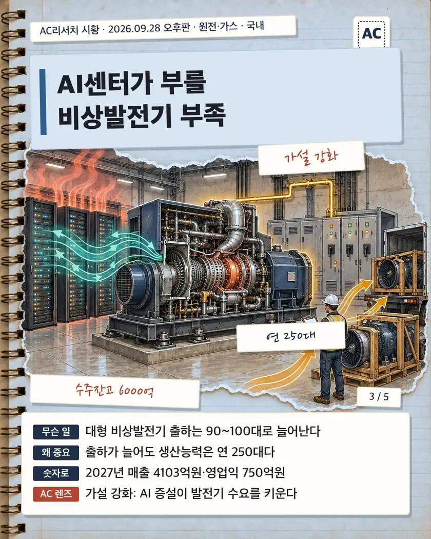 AI센터가 부를 비상발전기 부족