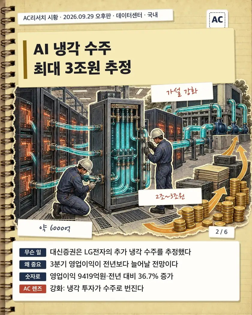 AI 냉각 수주 최대 3조원 추정