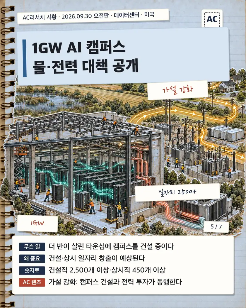1GW AI 캠퍼스 물·전력 대책 공개