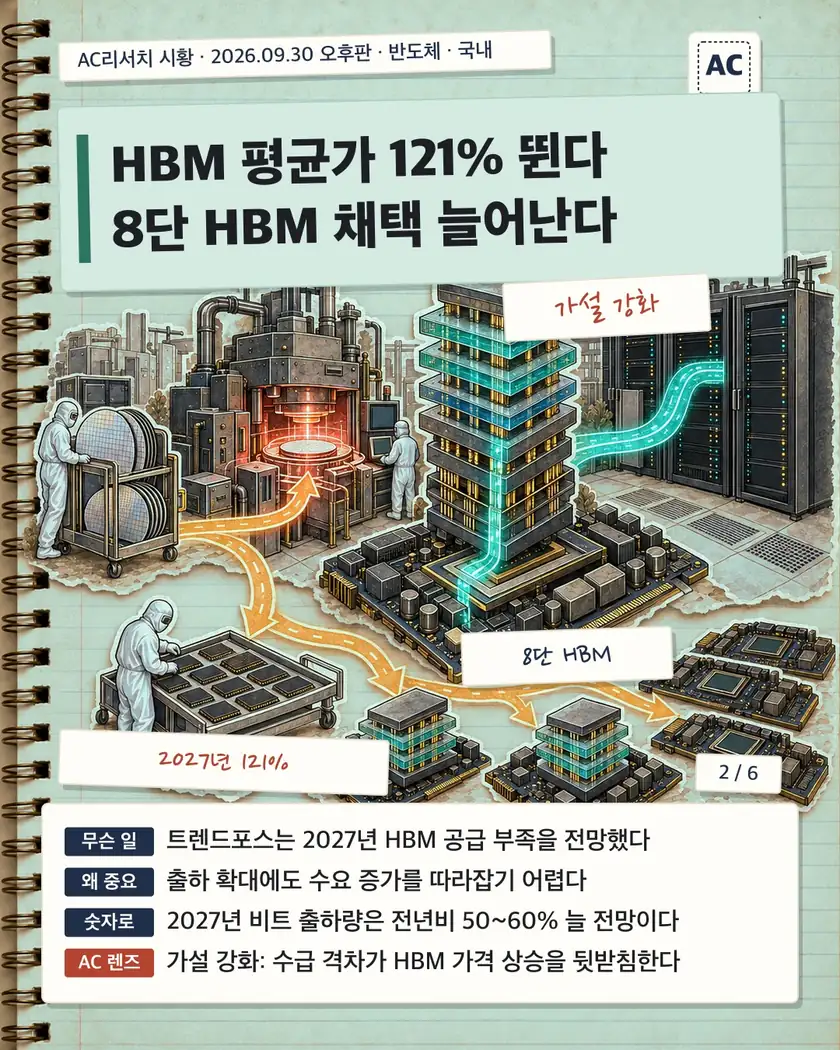 HBM 평균가 121% 뛴다 8단 HBM 채택 늘어난다