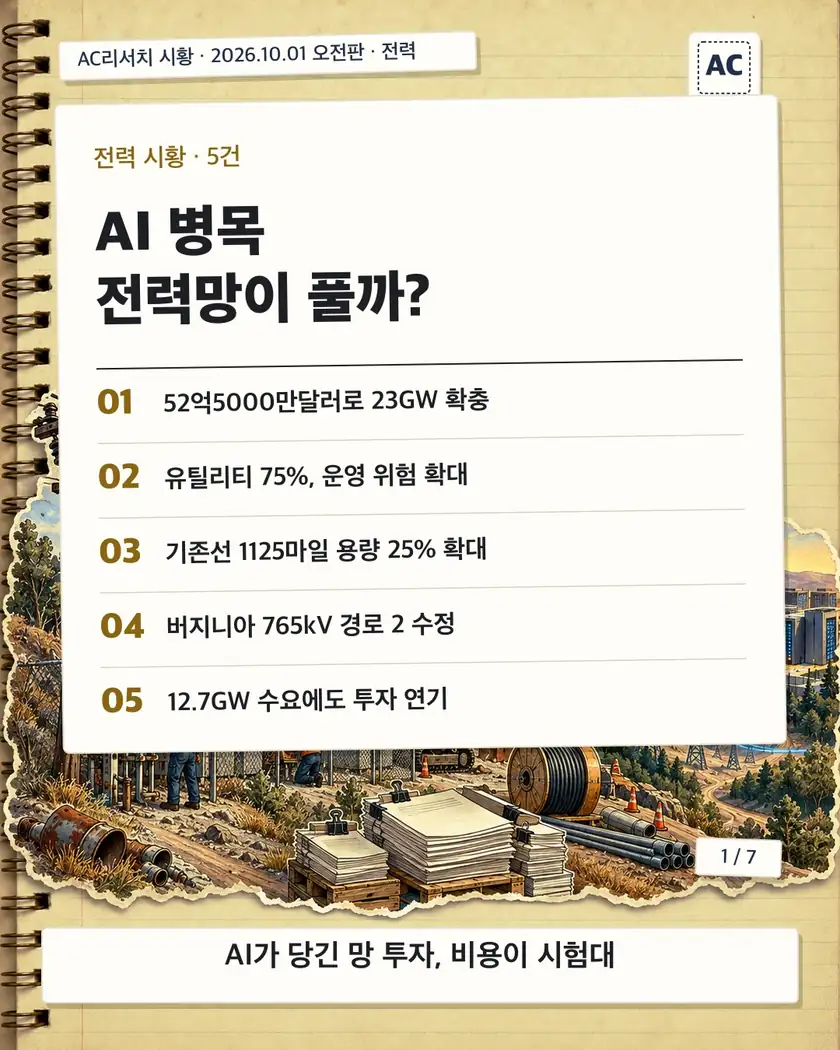 AI 병목 전력망이 풀까? 카드뉴스 표지
