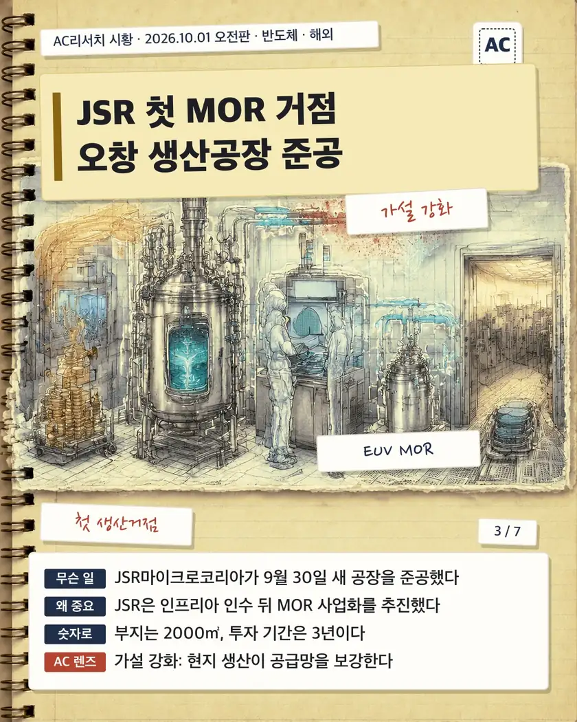 JSR 첫 MOR 거점 오창 생산공장 준공