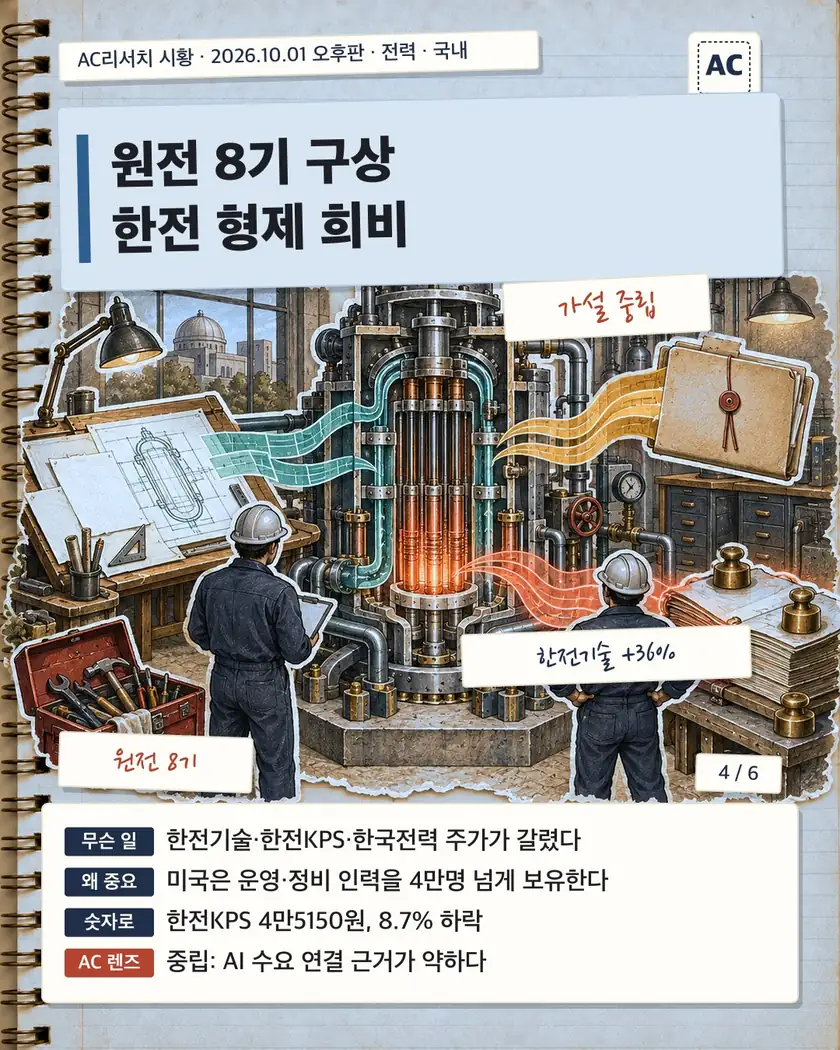 원전 8기 구상 한전 형제 희비