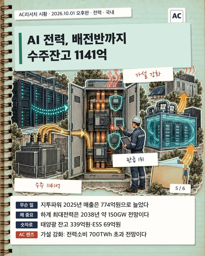 AI 전력, 배전반까지 수주잔고 1141억