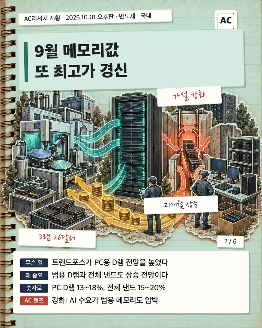 9월 메모리값 또 최고가 경신