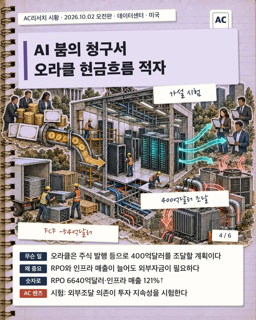 AI 붐의 청구서 오라클 현금흐름 적자