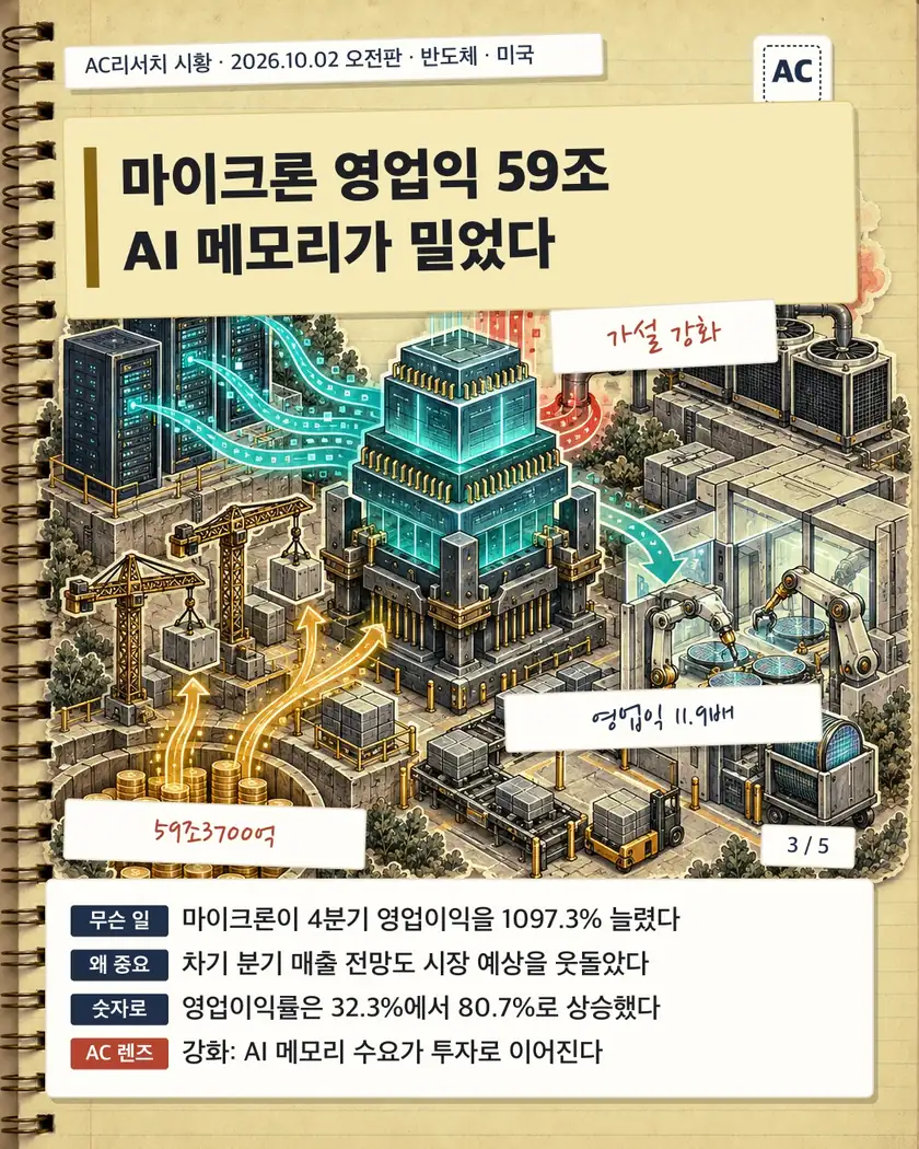 마이크론 영업익 59조 AI 메모리가 밀었다