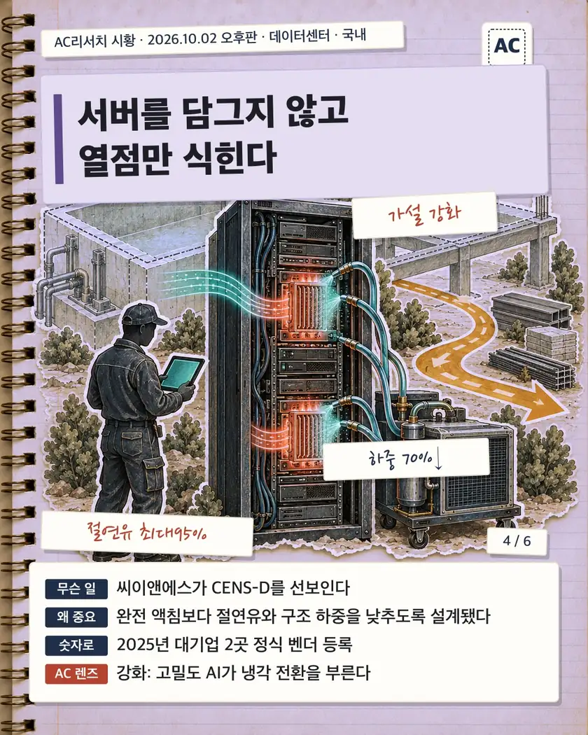 서버를 담그지 않고 열점만 식힌다