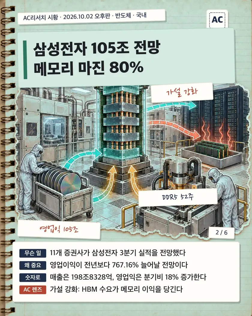 삼성전자 105조 전망 메모리 마진 80%