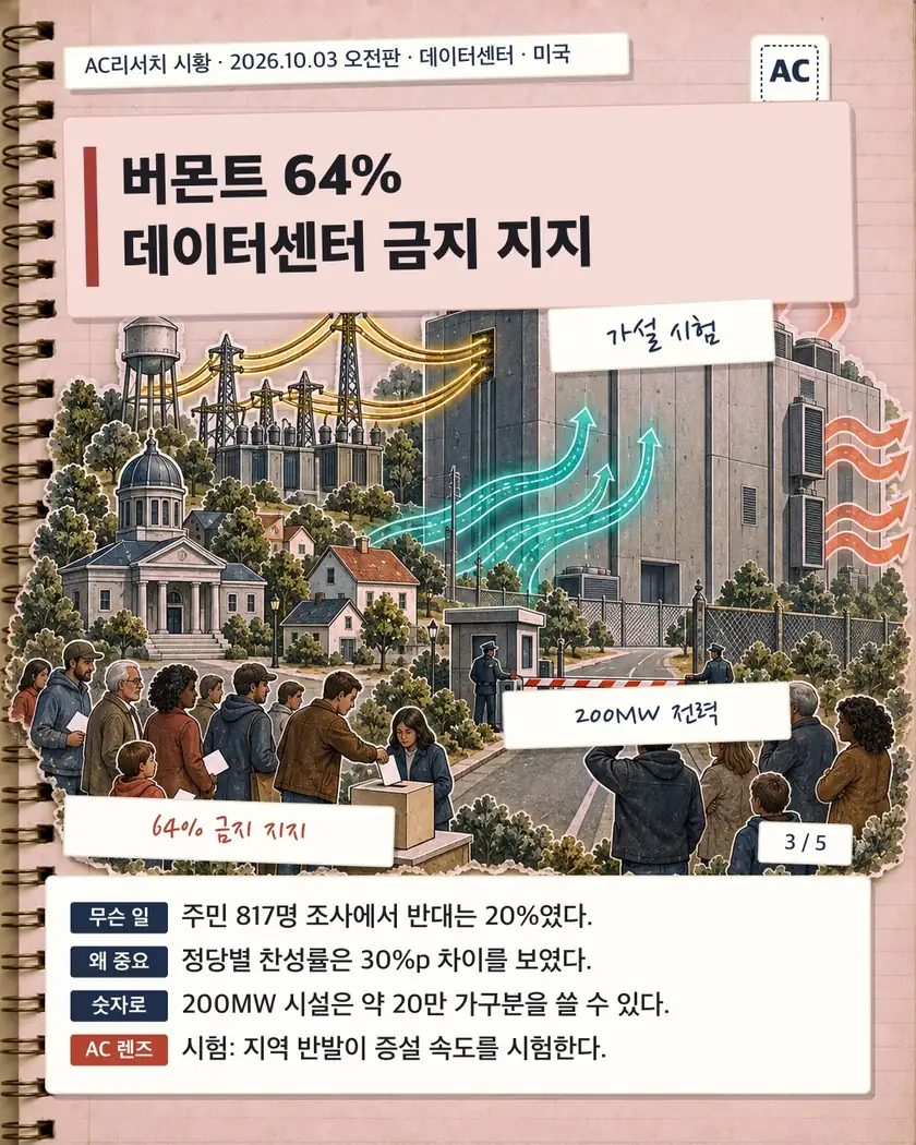 버몬트 64% 데이터센터 금지 지지