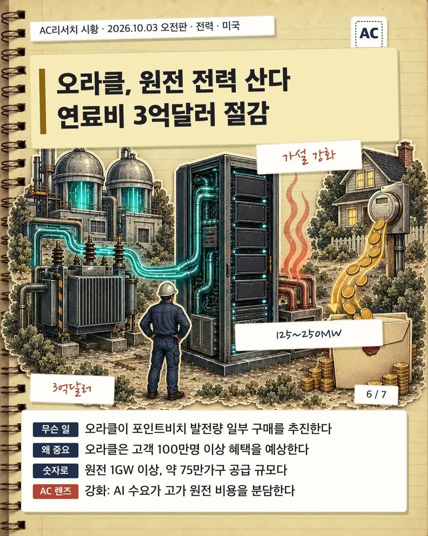 오라클, 원전 전력 산다 연료비 3억달러 절감