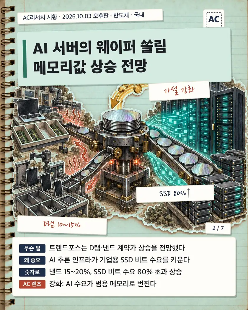 AI 서버의 웨이퍼 쏠림 메모리값 상승 전망