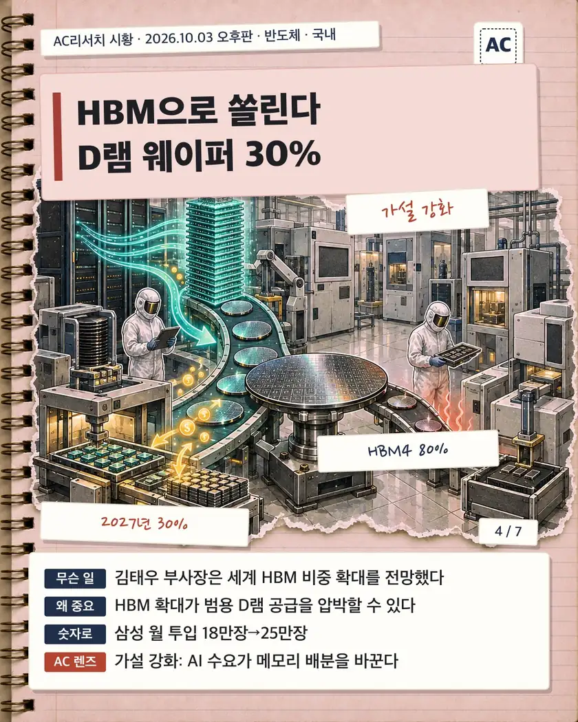 HBM으로 쏠린다 D램 웨이퍼 30%