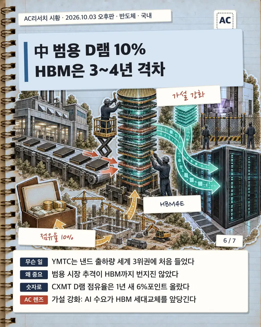 中 범용 D램 10% HBM은 3~4년 격차
