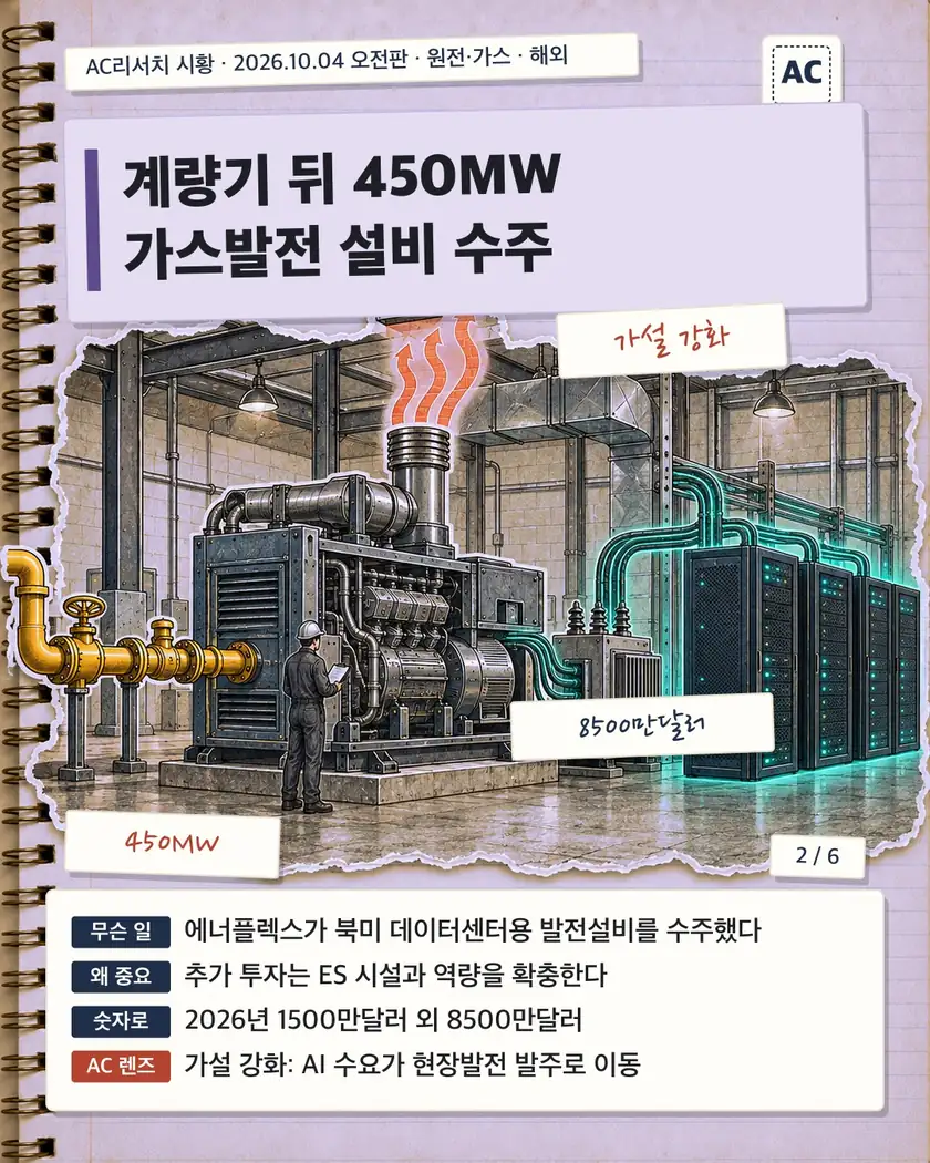 계량기 뒤 450MW 가스발전 설비 수주