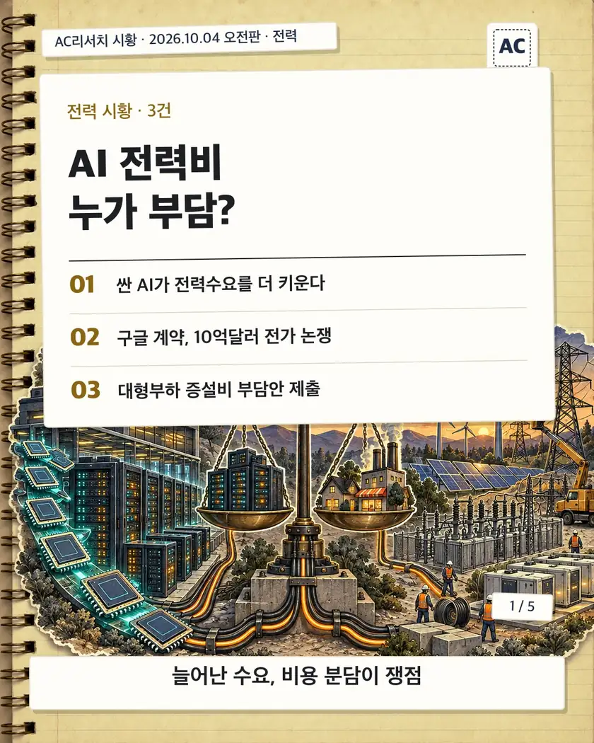 AI 전력비 누가 부담? 카드뉴스 표지