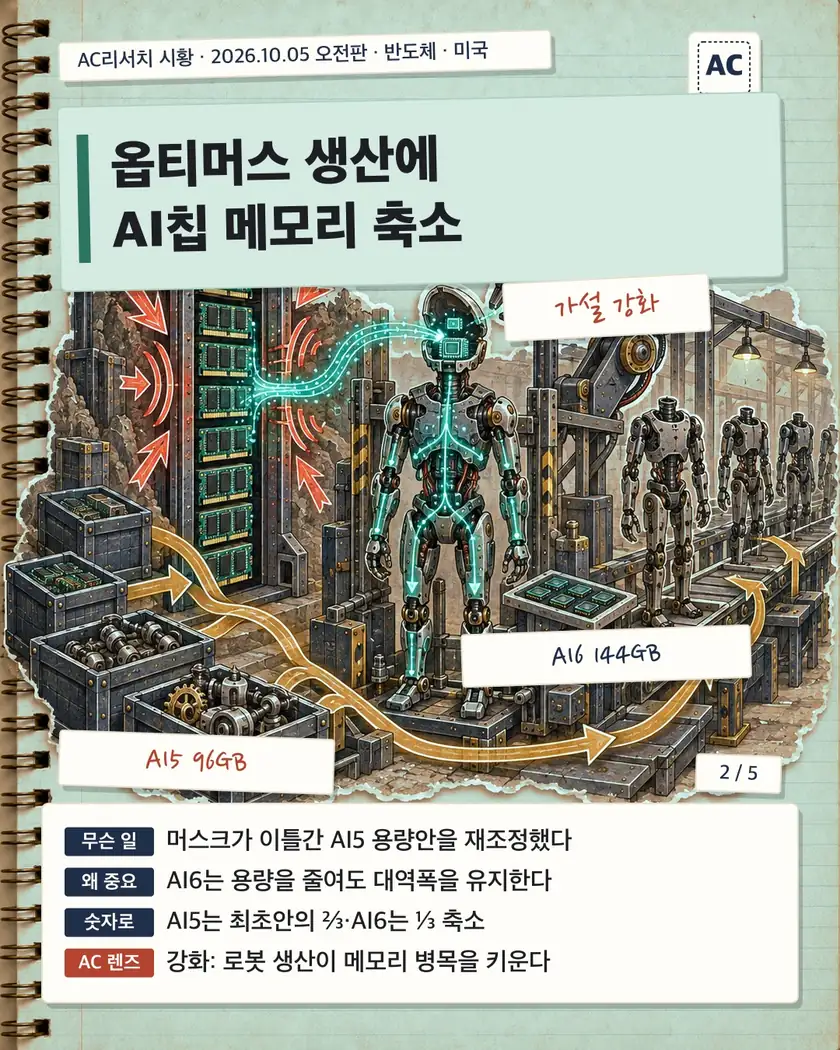 옵티머스 생산에 AI칩 메모리 축소