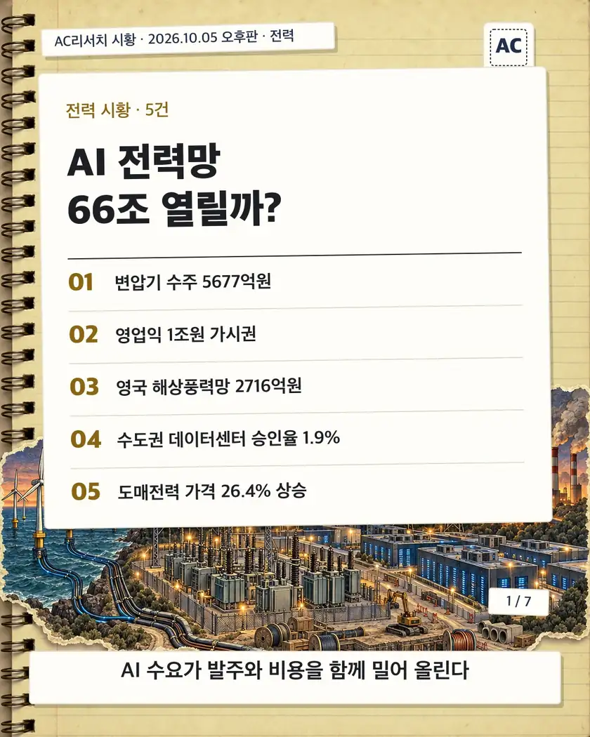 AI 전력망 66조 열릴까? 카드뉴스 표지