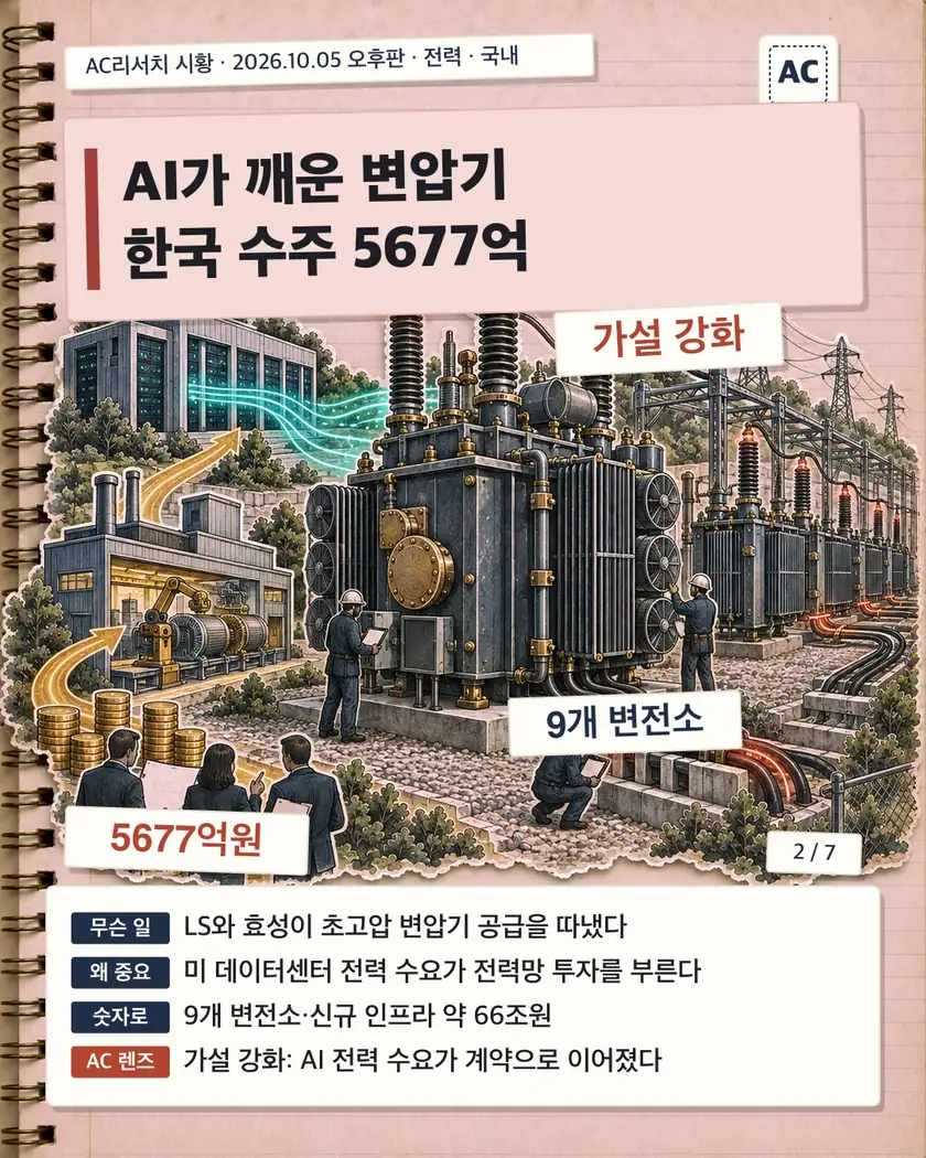 AI가 깨운 변압기 한국 수주 5677억