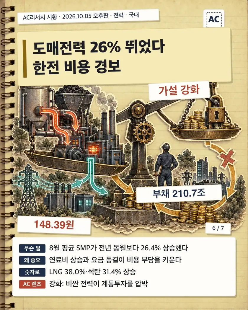 도매전력 26% 뛰었다 한전 비용 경보